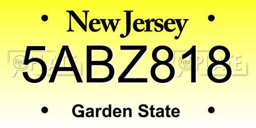 5ABZ818 New Jersey License Plate