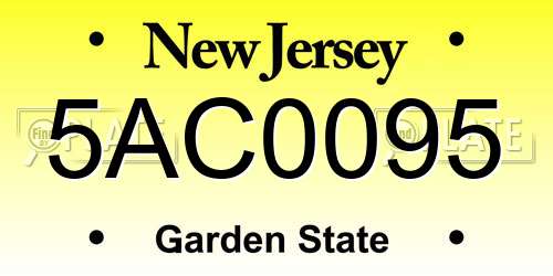 5AC0095 New Jersey License Plate