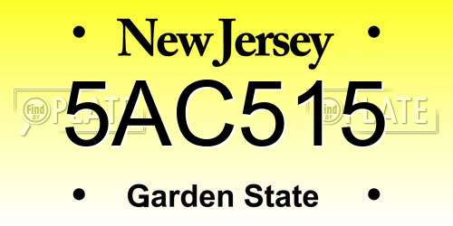 5AC515 New Jersey License Plate