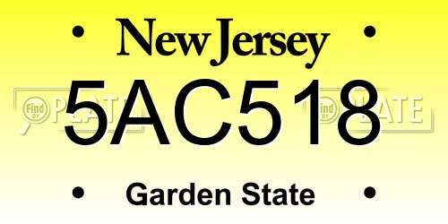 5AC518 New Jersey License Plate