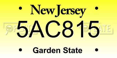 5AC815 New Jersey License Plate