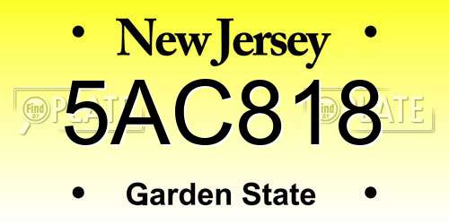 5AC818 New Jersey License Plate