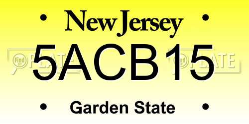 5ACB15 New Jersey License Plate