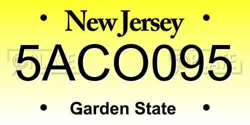 5ACO095 New Jersey License Plate