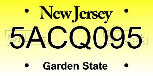 5ACQ095 New Jersey License Plate