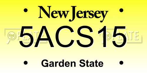 5ACS15 New Jersey License Plate