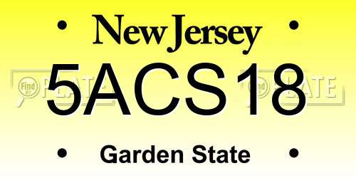 5ACS18 New Jersey License Plate