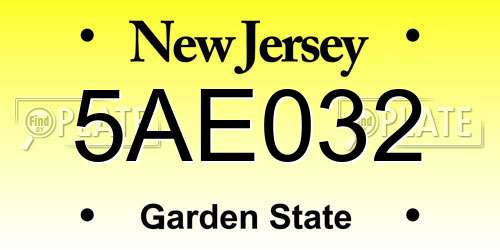 5AE032 New Jersey License Plate