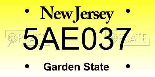 5AE037 New Jersey License Plate