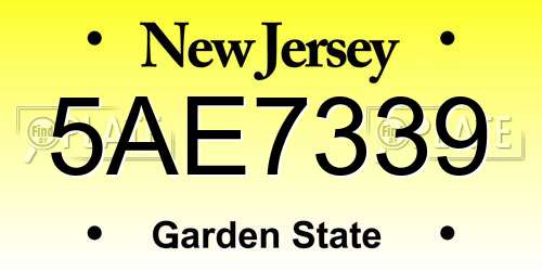 5AE7339 New Jersey License Plate