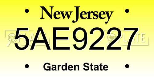 5AE9227 New Jersey License Plate