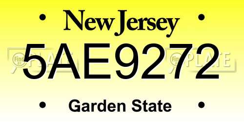 5AE9272 New Jersey License Plate