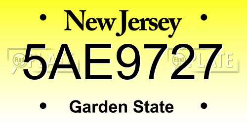 5AE9727 New Jersey License Plate