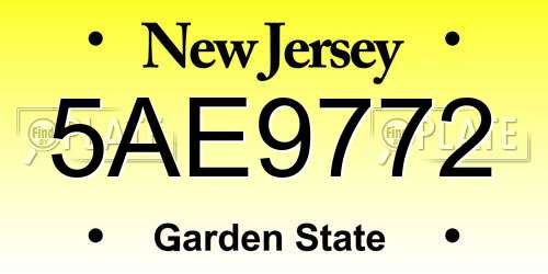 5AE9772 New Jersey License Plate