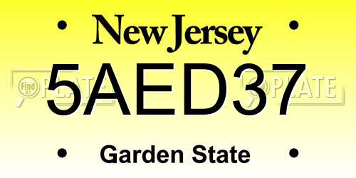 5AED37 New Jersey License Plate