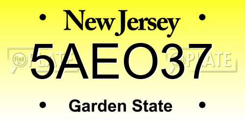 5AEO37 New Jersey License Plate