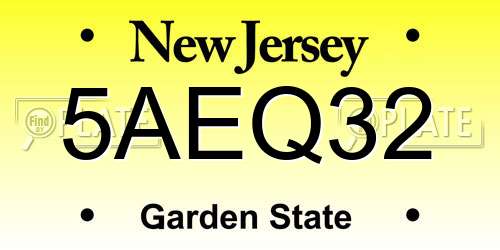 5AEQ32 New Jersey License Plate