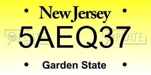 5AEQ37 New Jersey License Plate