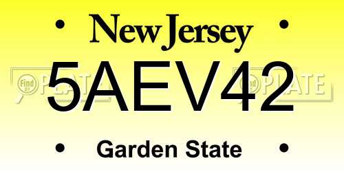 5AEV42 New Jersey License Plate