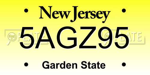 5AGZ95 New Jersey License Plate