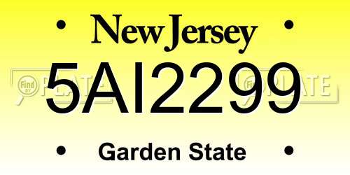 5AI2299 New Jersey License Plate