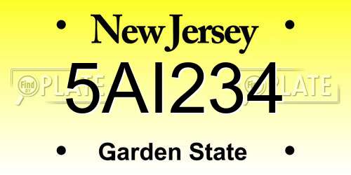 5AI234 New Jersey License Plate