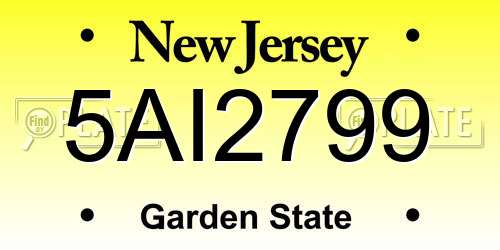 5AI2799 New Jersey License Plate