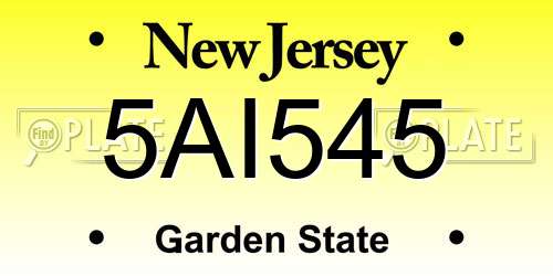 5AI545 New Jersey License Plate