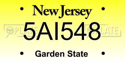 5AI548 New Jersey License Plate