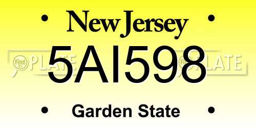 5AI598 New Jersey License Plate