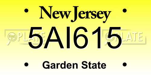 5AI615 New Jersey License Plate