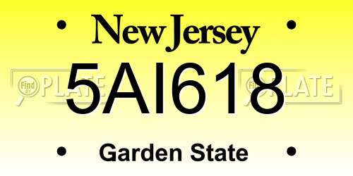 5AI618 New Jersey License Plate