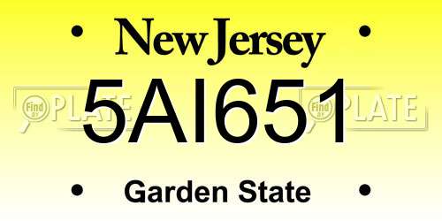 5AI651 New Jersey License Plate