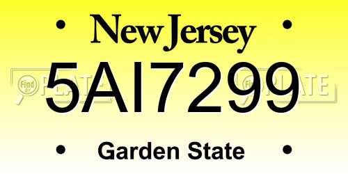 5AI7299 New Jersey License Plate