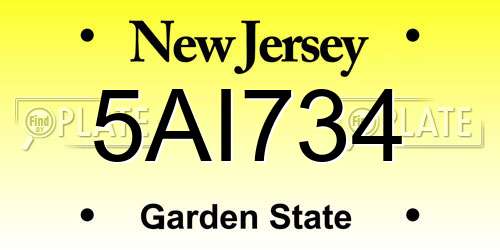 5AI734 New Jersey License Plate