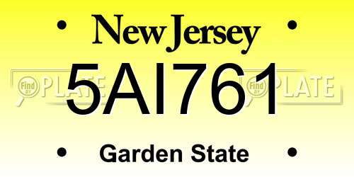 5AI761 New Jersey License Plate