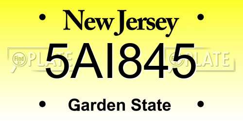 5AI845 New Jersey License Plate