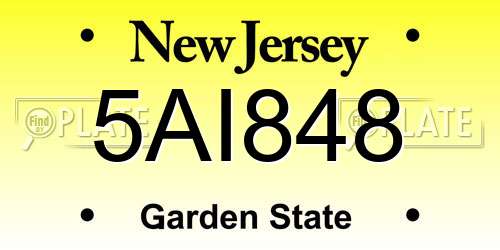 5AI848 New Jersey License Plate