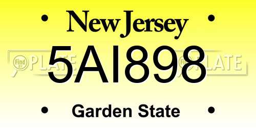 5AI898 New Jersey License Plate