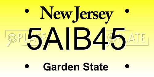 5AIB45 New Jersey License Plate
