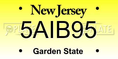 5AIB95 New Jersey License Plate