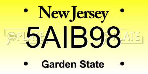 5AIB98 New Jersey License Plate