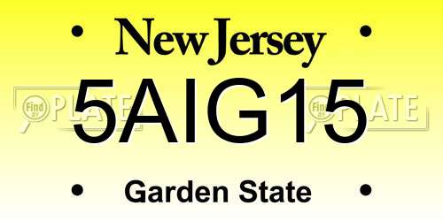 5AIG15 New Jersey License Plate