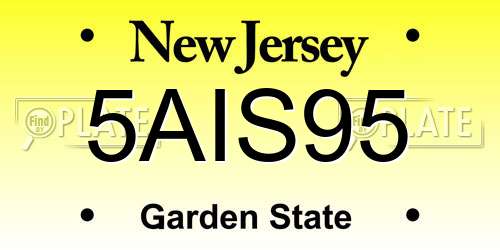 5AIS95 New Jersey License Plate