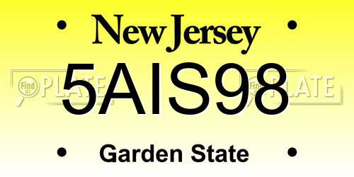 5AIS98 New Jersey License Plate