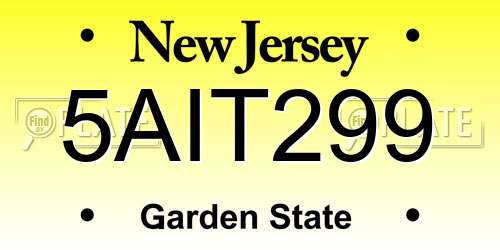 5AIT299 New Jersey License Plate