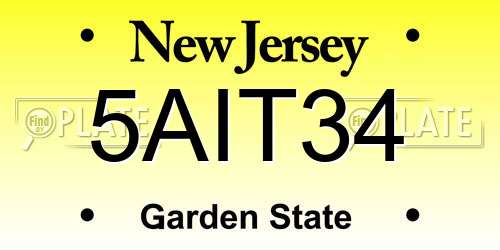 5AIT34 New Jersey License Plate
