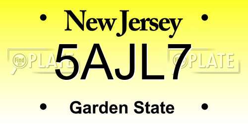 5AJL7 New Jersey License Plate