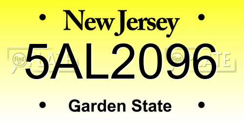 5AL2096 New Jersey License Plate