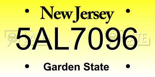 5AL7096 New Jersey License Plate